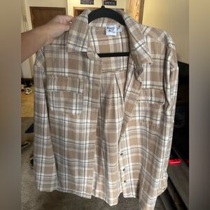Princess Polly Tan Plaid Shirt